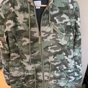 Boys water resistant camp jacket with hood.